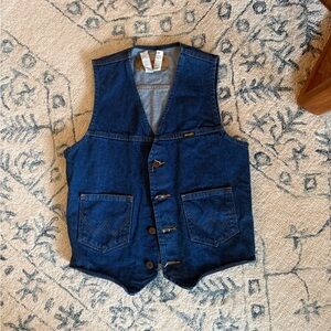 Wrangler Dark Blue Denim Vest with Front Pockets